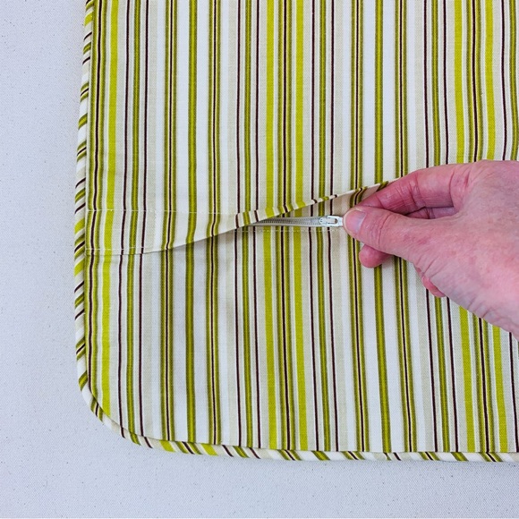 PR Premier Prints Mm Designs Brown Green Ivory Pin Ticking Stripe Pillow Covers - Picture 5 of 7